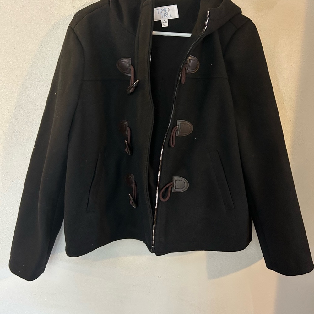 Time and Tru Black Toggle Coat